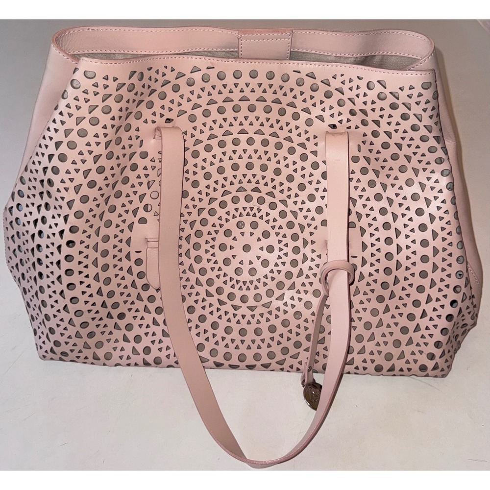 Nardelli Pink Leather Laser Cut Geometric Tote Bag Made in Italy Shoulder Bag